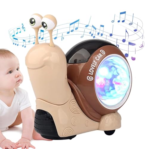 Nexoria Baby Krabbel Spielzeug, Schnecke Krabbelspielzeug mit Lichter und Musik Pädagogisches Spielzeug Baby Krabbelspielzeug Leuchtende Schnecke Spielzeug Lernspielzeug für Kleinkind (Braun) von Nexoria