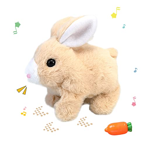 Nexoria Hüpfendes Kaninchen Spielzeug, 20CM Osterhase Plüschtier Hasen Interaktives Spielzeug Elektrisches Kaninchen Plüschtier Hasen mit Geräuschen Bewegungen für Kinder (Beige) von Nexoria