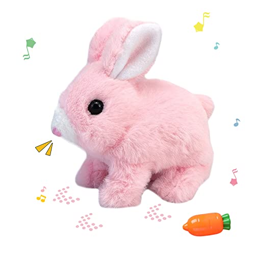 Nexoria Hüpfendes Kaninchen Spielzeug, 20CM Osterhase Plüschtier Hasen Interaktives Spielzeug Elektrisches Kaninchen Plüschtier Hasen mit Geräuschen Bewegungen für Kinder (Rosa) von Nexoria