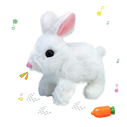 Nexoria Hüpfendes Kaninchen Spielzeug, 20CM Osterhase Plüschtier Hasen Interaktives Spielzeug Elektrisches Kaninchen Plüschtier Hasen mit Geräuschen Bewegungen für Kinder (Weiß) von Nexoria