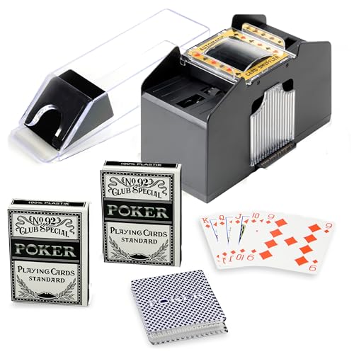 Nexos Trading Pokerzubehör 3er-Set Kartenmischer Kartengeber Bundle mit 2 Kartendecks 87 x 61 mm Poker Texas Holdem Zubehör dreiteilig von Nexos Trading