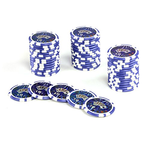 50 Poker-Chips Laser-Chips Ocean-Champion-CHIP Kanten abgerundet 12g Metallkern Poker Texas Hold`em Black Jack Roulette Token Jeton Wert 1-10000 wählbar (Wert 10) von Nexos Trading