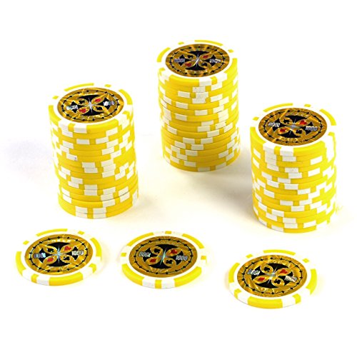 50 Poker-Chips Laser-Chips Metallkern 12g Poker Texas Hold`em Black Jack Roulette reflektierend Tokens Jetons Casino 1 Rolle Wert 1-10000 wählbar (Wert 1000) von Nexos Trading