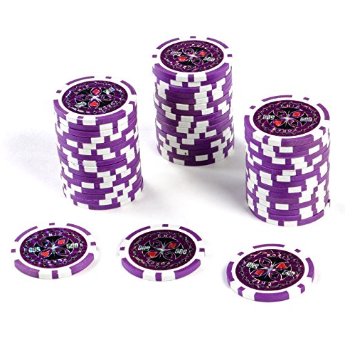 50 Poker-Chips Laser-Chips Metallkern 12g Poker Texas Hold`em Black Jack Roulette reflektierend Tokens Jetons Casino 1 Rolle Wert 1-10000 wählbar (Wert 500) von Nexos Trading