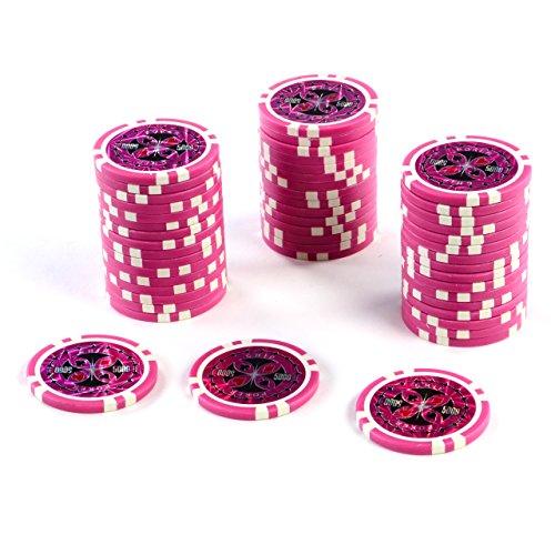 50 Poker-Chips Laser-Chips Metallkern 12g Poker Texas Hold`em Black Jack Roulette reflektierend Tokens Jetons Casino 1 Rolle Wert 1-10000 wählbar (Wert 5000) von Nexos Trading