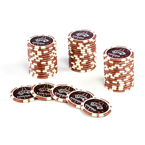 50 Poker-Chips Laser-Chips Ocean-Champion-CHIP Kanten abgerundet 12g Metallkern Poker Texas Hold`em Black Jack Roulette Token Jeton Wert 1-10000 wählbar (Wert 10000) von Nexos Trading