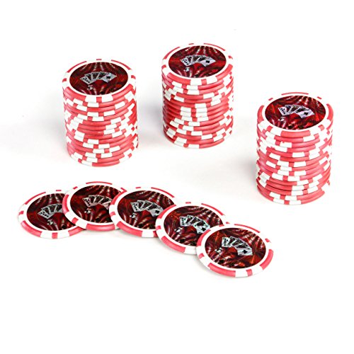 50 Poker-Chips Laser-Chips Ocean-Champion-CHIP Kanten abgerundet 12g Metallkern Poker Texas Hold`em Black Jack Roulette Token Jeton Wert 1-10000 wählbar (Wert 5) von Nexos Trading