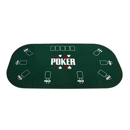 Nexos Trading Faltbare Tischauflage Casino Pokertisch Pokerauflage Holzverstärkt klappbar 160 x 80 cm bis zu 9 Spieler grüner Filzbezug von Nexos Trading