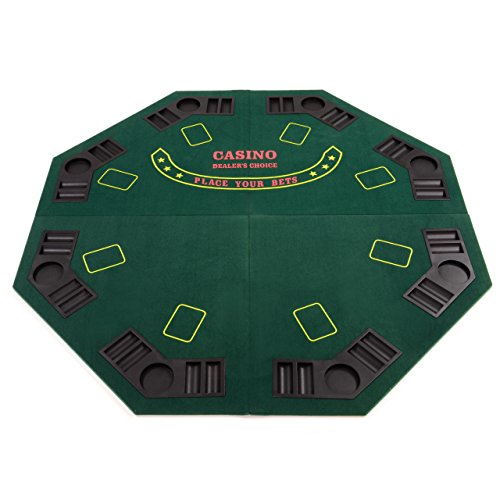 Nexos Trading Faltbare Tischauflage Casino Pokertisch Pokerauflage achteckig Holzverstärkt klappbar 120 x 120 cm Chiptray Getränkehalter inkl. Tragetasche von Nexos Trading