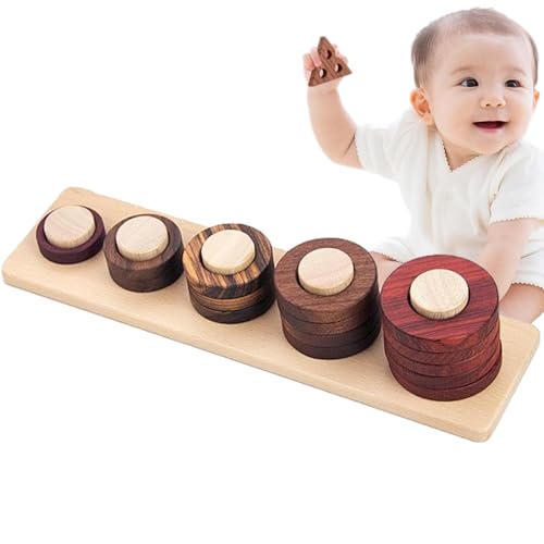 Nexusectar Einkaufen die passenden Spielzeuge, Matching Spiel für Kinder, Holzstapel Blöcke Lernspielzeug-Set, Sorter Geometrisch Sortierspiel Bunt für Kinder Mädchen von Nexusectar