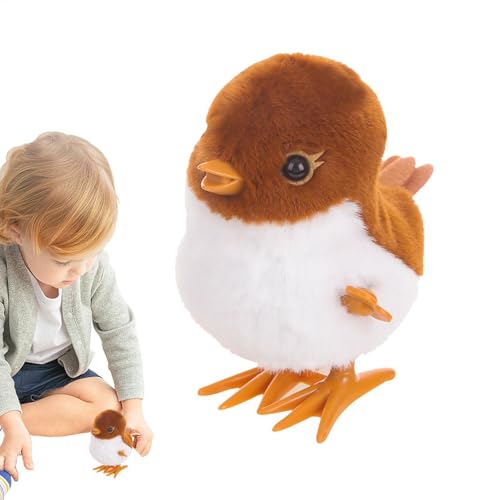 Realistische Ausgestopfte Tiervogel - Kinder Vogelspielzeug, Käfig Vogelspielzeug, Sound Bird Plüsch | Clockwork Landet Springende Sperle, Keine Batterie Flippt Spazieren Springendes Uhrwerksspielzeug von Nexusectar