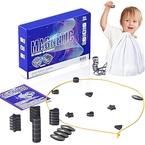 Magnetisches Schachspiel Set, Kluster Magnetspiel, Mit 20 Magnetisches Spiel Steinen, Strategie Magnet Schach Tisch Magnetic Spiel, Tragbares Festliches Spielzubehör für Familientreffen/Camping von Nhcuijun