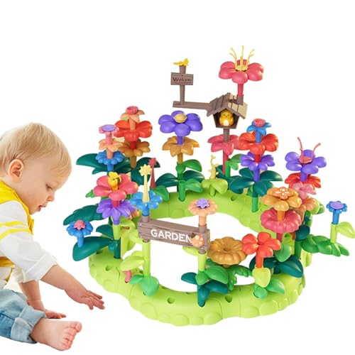 Nhujevkom Blumen-Bauspielzeug-Set, Blumengarten-Bauspielzeug | Blumen stapelbare Blöcke Spielzeug - Lernspielzeug für Kinder, Stapelspiel für Kleinkinder, Spielset zum Sortieren und Stapeln von von Nhujevkom