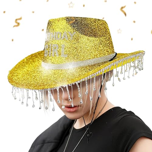 Nhujevkom Damens Cowboyhüte - Geburtstagsmädchen Hut - Mit Strasssteinen Atmungsaktiv Für Erwachsene Kinder Feste Feiern Festtagshüte Nhujevkom Damens Cowboyhüte - Geburtstagsmädchen Hut - Mit Strasssteinen Atmungsaktiv Für Erwachsene Kinder Feste Feiern Festtagshüte von Nhujevkom