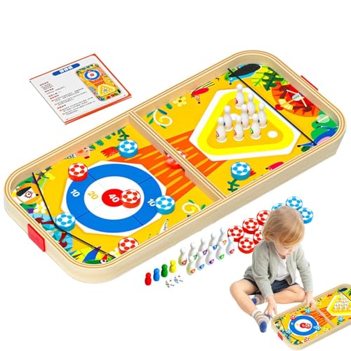 Nhujevkom Hölzernen Schnellschlingen Puck Set, Brettspiel Set | Doppelseitiges Elternkind Interactive Game - Reisefreundliches Familienschachspielzeug für, Frauen, Jugendliche, Erwachsene von Nhujevkom