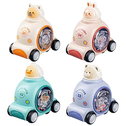 Nhujevkom Push Car Toy Spielzeug, Spielzeugauto für Kleinkind - Cartoon Space Animal Play Fahrzeug Rennwagen,Nettes dringendes Reibungsfahrzeug, pädagogische Feinmotorik -Spielzeug für von Nhujevkom