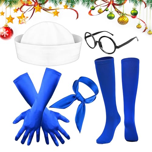 Nhujevkom Sailor Kostüm Damen | Halloween Matrosen Accessoires Für Erwachsene | Hut Schal Strümpfe Handschuhe Brillengestell | Für Nautische Marine Seefahrt Geburtstag Weihnachten Nhujevkom Sailor Kostüm Damen | Halloween Matrosen Accessoires Für Erwachsene | Hut Schal Strümpfe Handschuhe Brillengestell | Für Nautische Marine Seefahrt Geburtstag Weihnachten von Nhujevkom