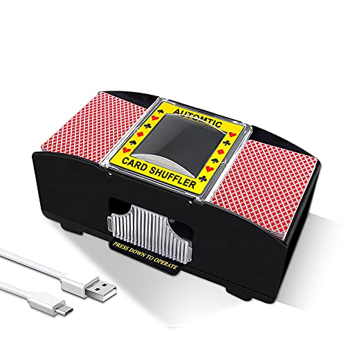 Ni-SHEN automatischer Kartenmischer für 2/4 Decks, USB-/batteriebetrieben, elektrischer Kartenmischer für Familienparty, Poker/Blackjack/UNO (1-2 Deck) von Ni-SHEN