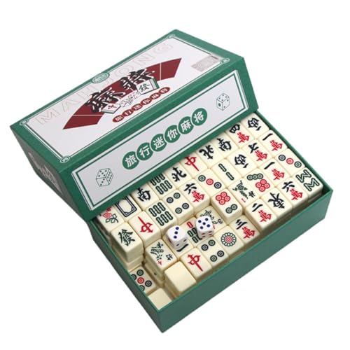 Majongsteine Spiel, Mini Traditional Chinese Mahjong Set 144 Mahjong Fliesen, Mahjong Anzug Reise Tragbares Chinesisches Mah Jong Familienspiel Töte langweilige Zeit für Erwachsene ab 16 Jahren von NiC IS COCNG