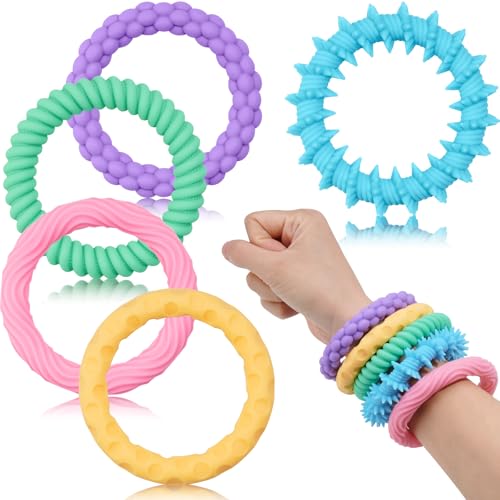 NiToy 5er-Pack Sensorik-Armbänder aus Zertifiziertem Silikon - Fidget Toys für Kinder mit ADHS & Autismus - Anti-Stress Kauspielzeug zur Konzentration und Angstbewältigung NiToy 5er-Pack Sensorik-Armbänder aus Zertifiziertem Silikon - Fidget Toys für Kinder mit ADHS & Autismus - Anti-Stress Kauspielzeug zur Konzentration und Angstbewältigung von NiToy