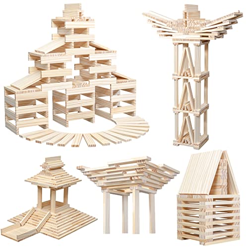 NiToy Holzplanken-Bausteine, sensorisches Spielzeug für Kinder, Montessori-STEM-Spielset mit natürlichem Kiefernholz, kreative Formen für pädagogisches Vorschullernen, 3D-Weltraum-Stapelspiele für von NiToy