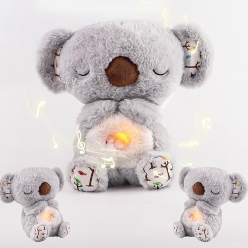 Niaetuto Entspannender Koala, atmender Lontra, Plüschtier mit 5 Musik, Geräuschen, Lichtern und Atembewegungen, beruhigendes Koala-Plüschtier für Kinder, Schlafbegleiter, ideales Geschenk für von Niaetuto