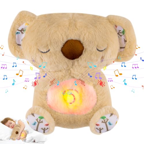 Niaetuto Entspannender Koala, atmender Lontra, Plüschtier mit 5 Musik, Geräuschen, Lichtern und Atembewegungen, beruhigendes Koala-Plüschtier für Kinder, Schlafbegleiter, ideales Geschenk für von Niaetuto