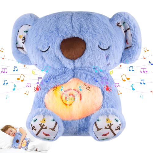 Niaetuto Entspannender Koala, atmender Lontra, Plüschtier mit 5 Musik, Geräuschen, Lichtern und Atembewegungen, beruhigendes Koala-Plüschtier für Kinder, Schlafbegleiter, ideales Geschenk für von Niaetuto