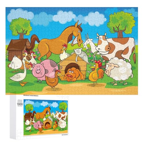 Puzzles für Erwachsene, 1000 Teile, Cartoon-Bauernhoftiere, Puzzle, Spaß, Familie, herausforderndes Puzzle-Spiel von Niapessel