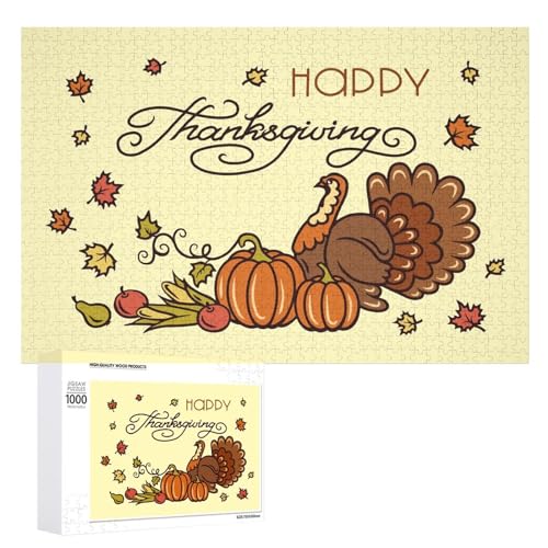 Puzzles für Erwachsene, 1000 Teile, Happy Thanksgiving Truthahn-Puzzle, Spaß, Familie, herausforderndes Puzzle-Spiel von Niapessel