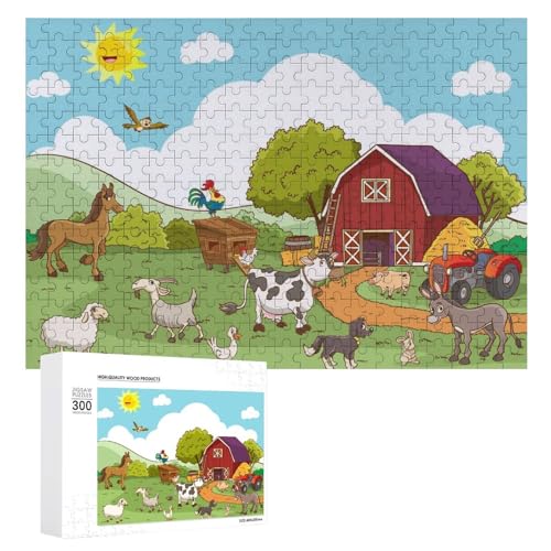 Puzzles für Erwachsene, 300 Teile, Cartoon-Bauernhoftiere, Puzzle, Spaß, Familie, herausforderndes Puzzle-Spiel von Niapessel