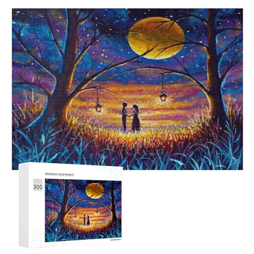 Puzzles für Erwachsene, 300 Teile, Fantasy Loves on Night Field Puzzle, Spaß, Familie, herausfordernde Puzzle-Spiel von Niapessel