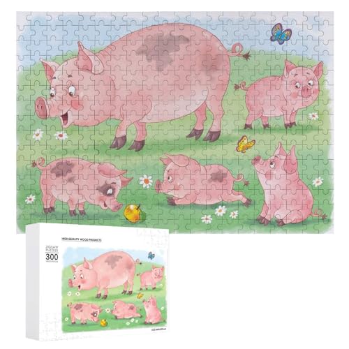 Puzzles für Erwachsene, 300 Teile, lustiges Bauernhof, niedliche Schweine, Puzzle, Spaß, Familie, herausforderndes Puzzle-Spiel von Niapessel