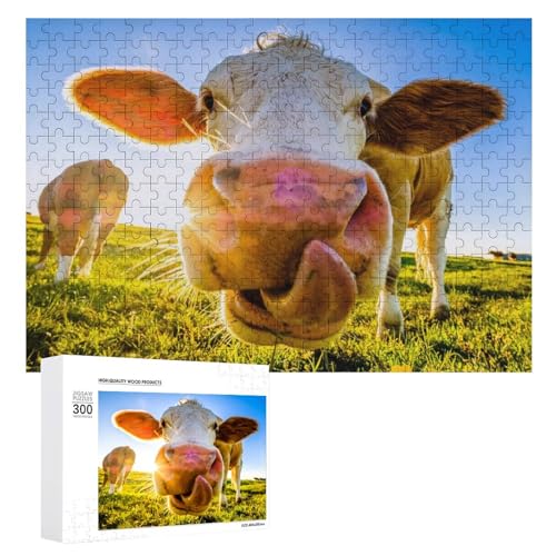 Puzzles für Erwachsene, 300 Teile, niedliche Kuh auf einem Bauernhof, Puzzle-Spaß, anspruchsvolles Familien-Puzzle-Spiel von Niapessel