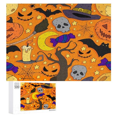 Puzzles für Erwachsene, 500 Teile, Halloween-Cartoon, buntes Puzzle, Spaß, Familie, herausforderndes Puzzle-Spiel von Niapessel