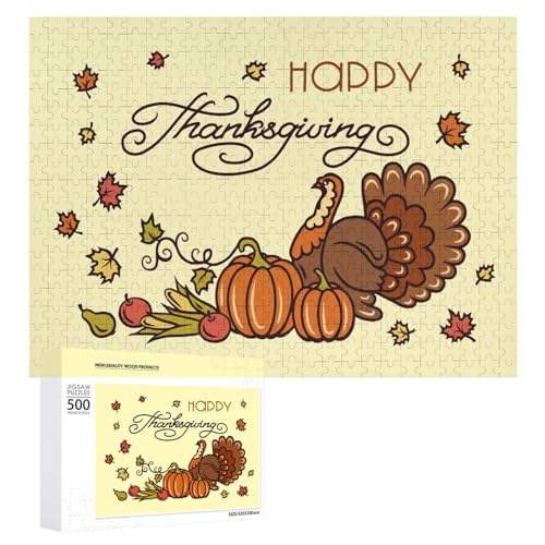 Puzzles für Erwachsene, 500 Teile, Happy Thanksgiving Truthahn-Puzzle, Spaß, Familie, herausfordernde Puzzle-Spiel von Niapessel