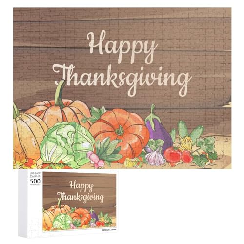 Puzzles für Erwachsene, 500 Teile, Herbst Happy Thanksgiving Puzzle, Spaß, Familie, herausforderndes Puzzle-Spiel von Niapessel