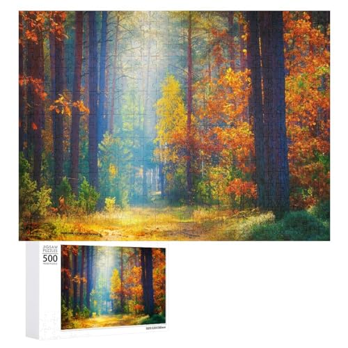 Puzzles für Erwachsene, 500 Teile, Herbstwald, Sonnenlicht, Puzzle, Spaß, Familie, herausforderndes Puzzle-Spiel von Niapessel