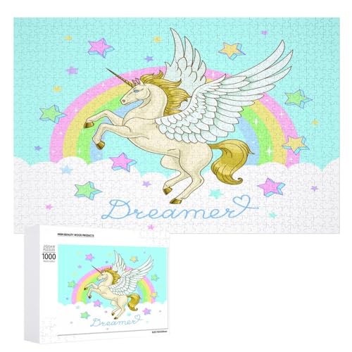 Puzzles für Erwachsene 1000 Teile, Einhorn Regenbogen Jigsaw Puzzle Spaß Familie Herausfordernde Puzzles Puzzlespiel von Niapessel