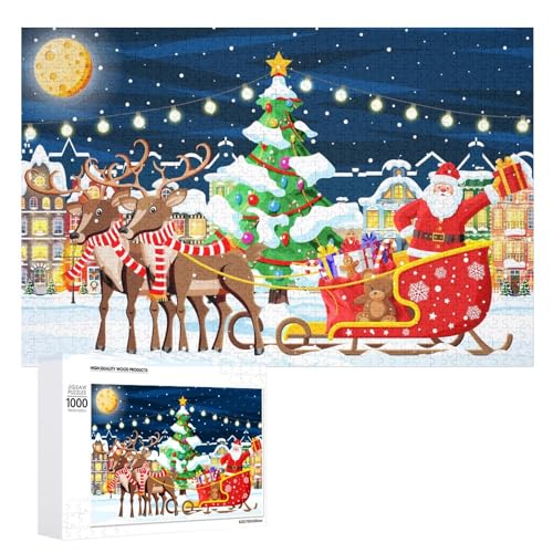 Puzzles für Erwachsene 1000 Teile, Frohe Weihnachten Xmas Puzzle Spaß Familie Herausfordernde Puzzles Puzzlespiel von Niapessel