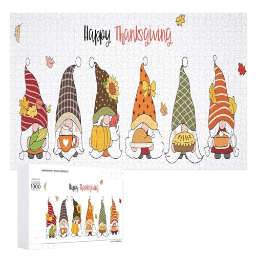 Puzzles für Erwachsene 1000 Teile, Gnome Happy Thanksgiving Jigsaw Puzzle Spaß Familie Herausfordernde Puzzles Puzzlespiel von Niapessel