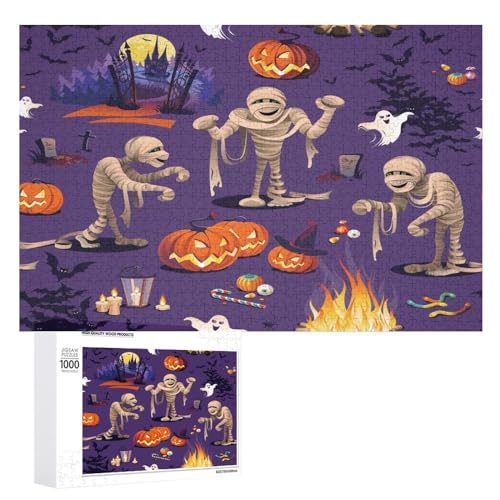 Puzzles für Erwachsene 1000 Teile, Halloween Mumien Kürbisse Jigsaw Puzzle Spaß Familie Herausfordernde Puzzles Puzzlespiel von Niapessel