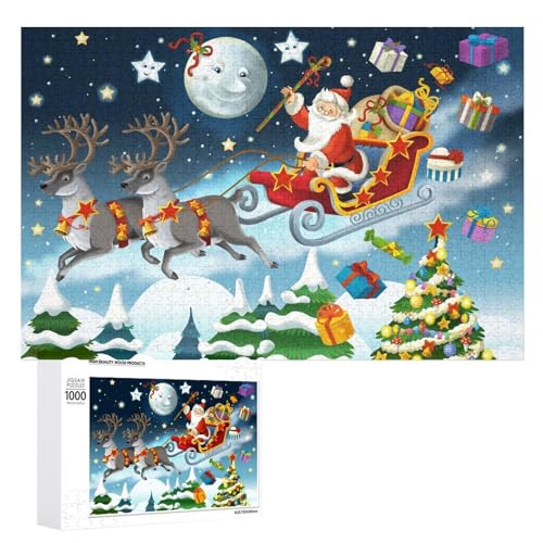 Puzzles für Erwachsene 1000 Teile, Heiligabend Nacht Weihnachtsmann Jigsaw Puzzle Spaß Familie Herausfordernde Puzzles Puzzlespiel von Niapessel