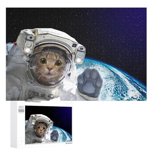 Puzzles für Erwachsene 1000 Teile, Katze Astronauten im Weltraum Jigsaw Puzzle Spaß Familie Herausfordernde Puzzles Puzzlespiel von Niapessel