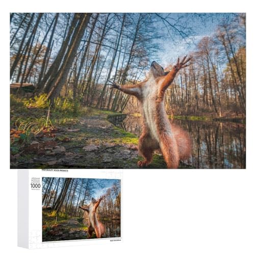 Puzzles für Erwachsene 1000 Teile, Lustiges Eichhörnchen im Wald Jigsaw Puzzle Spaß Familie Herausfordernde Puzzles Puzzlespiel von Niapessel