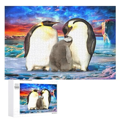 Puzzles für Erwachsene 1000 Teile, Niedliche Pinguin-Familie Jigsaw Puzzle Spaß Familie Herausfordernde Puzzles Puzzlespiel von Niapessel