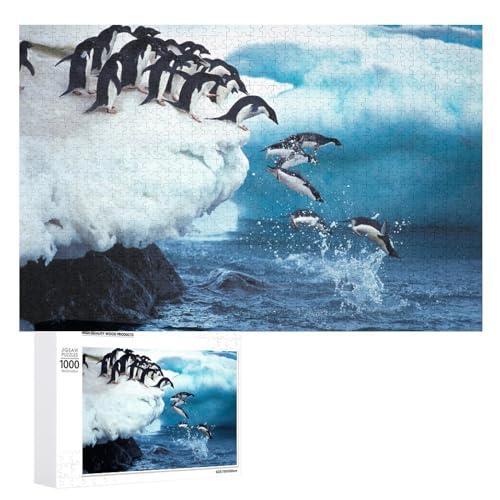 Puzzles für Erwachsene 1000 Teile, Pinguin Gruppe Into Ocean Jigsaw Puzzle Spaß Familie Herausfordernde Puzzles Puzzlespiel von Niapessel