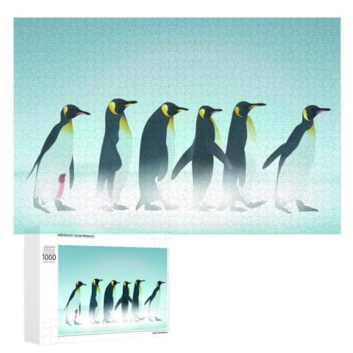 Puzzles für Erwachsene 1000 Teile, Sechs Pinguine im Schnee Jigsaw Puzzle Spaß Familie Herausfordernde Puzzles Puzzlespiel von Niapessel