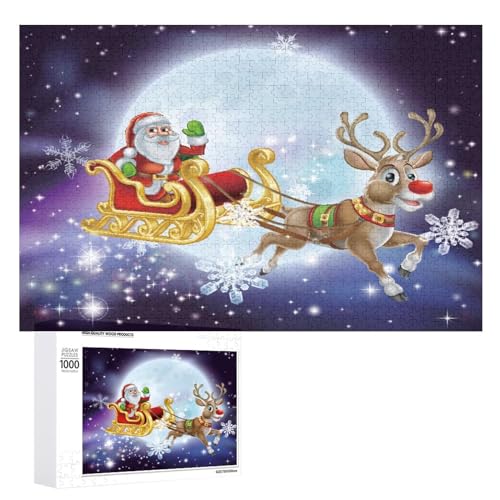 Puzzles für Erwachsene 1000 Teile, Weihnachten Cartoon Weihnachtsmann Jigsaw Puzzle Spaß Familie Herausfordernde Puzzles Puzzlespiel von Niapessel