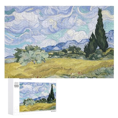 Puzzles für Erwachsene 1000 Teile, Weizenfeld Van Gogh Jigsaw Puzzle Spaß Familie Herausfordernde Puzzles Puzzlespiel von Niapessel